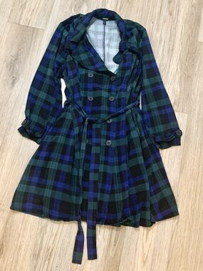 Torrid Lightweight Trench Coat Tartan Plaid 3X 22 24